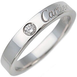 Cartier Engraved 1P Diamond Ring T950 Platinum