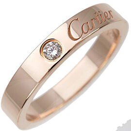 Auth Cartier Engraved 1P Diamond Ring K18PG Rose Gold