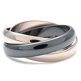 Cartier Trinity Ring K18 White Gold Black Ceramic