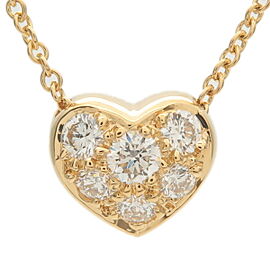 Tiffany & Co. Pave Heart 6P Diamond Necklace K18YG Yellow Gold