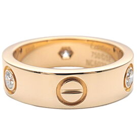 Auth Cartier Love Ring 3P Half Diamond Ring