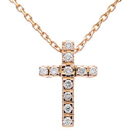 Cross Mini Charm Diamond Necklace K18PG 750PG Rose Gold