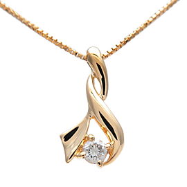 1P Diamond Necklace 0.12ct K18YG 750YG Yellow Gold