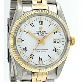 Mens Rolex Oyster Perpetual Date Two-Tone Stainless Steel 18k Yellow Gold 34mm