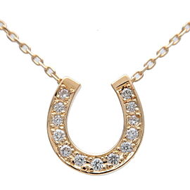 VENDOME AOYAMA Horseshoe Charm Diamond Necklace K18YG Yellow Gold Used F/S