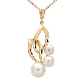 MIKIMOTO 3P Pearl Necklace K18YG 750YG Yellow Gold