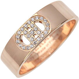 Hermes H Dunkle Diamond Ring PM K18PG Rose Gold