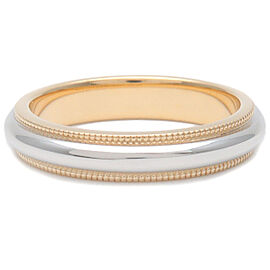 Tiffany & Co. Milgrain Band Ring K18 Yellow Gold Platinum