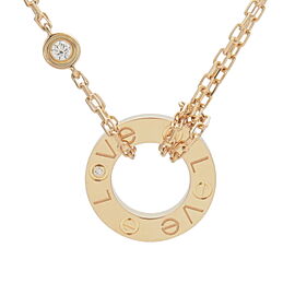 Cartier Love Circle 2P Diamond Necklace K18YG 750YG Yellow Gold