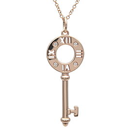 Tiffany&Co. Atlas Key 4P Diamond Necklace K18PG 750PG Rose Gold