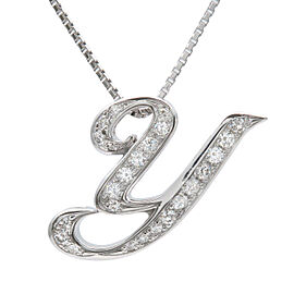 NOMBRE ALPHA Initial "Y" Diamond Necklace Medium 0.42ct White Gold