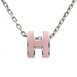 HERMES Mini Pop Ash Necklace Metal Rose Pink Silver