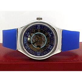 Swatch Tresor Magique Platinum Automatic Blue Silver 36mm Mens Watch