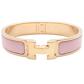 HERMES Clic Clac PM H Logo Bangle Bracelet Yellow Gold Pink