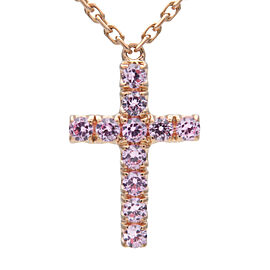 Cartier Symbol Cross Pink Sapphire Necklace K18 Rose Gold Used F/S