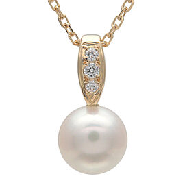 MIKIMOTO Pearl Diamond Necklace K18YG 750YG Yellow Gold