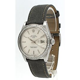 Mens VINTAGE Rolex Oyster Perpetual Date Stainless Steel Silver Dial 34mm Watch