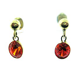 FINE ESTATE 14K YELLOW GOLD ORANGE STONE EARRINGS