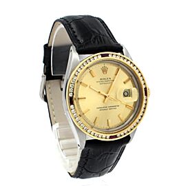 Mens ROLEX Oyster Perpetual Datejust 36mm Gold Stick Dial Diamond Watch