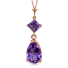 2 CTW 14K Solid Rose Gold Laughter Amethyst Necklace