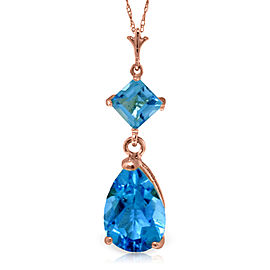 2 CTW 14K Solid Rose Gold Laughter Blue Topaz Necklace