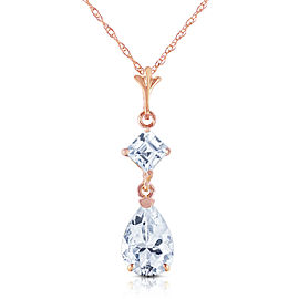 2 CTW 14K Solid Rose Gold Sparkly Dew Aquamarine Necklace