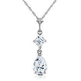 2 CTW 14K Solid White Gold Naturalme Of The Game Aquamarine Necklace