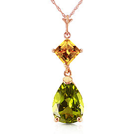 2 CTW 14K Solid Rose Gold Necklace Natural Citrine Peridot