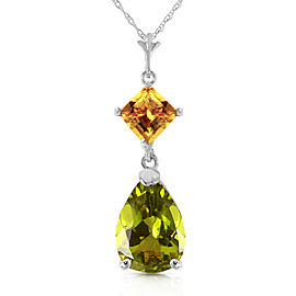 2 CTW 14K Solid White Gold Necklace Natural Citrine Peridot