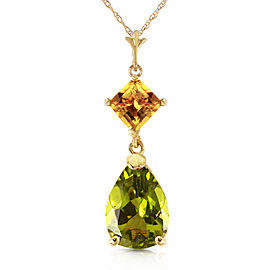 2 CTW 14K Solid Gold Necklace Natural Citrine Peridot