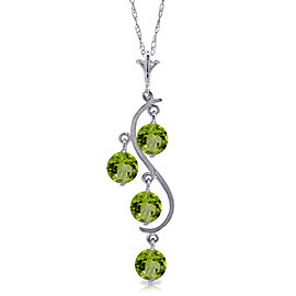 2.25 CTW 14K Solid White Gold Thousand Voices Peridot Necklace