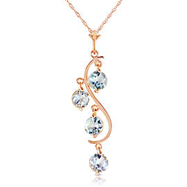 14K Solid Rose Gold Necklace with Natural Aquamarines