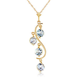 2.25 CTW 14K Solid Gold Loving Aquamarine Necklace