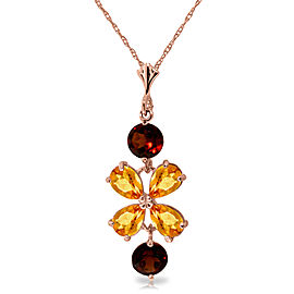 3.15 CTW 14K Solid Rose Gold Necklace Citrine Garneters