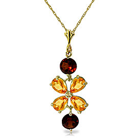 3.15 CTW 14K Solid Gold Necklace Citrine Garneters