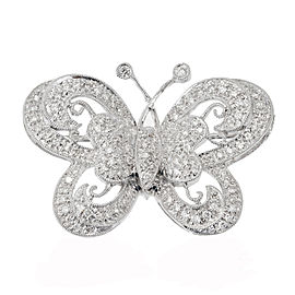 18k White Gold Pave Set Diamond Butterfly Pin