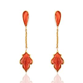 Kabana 14K Yellow Gold Orange Stone Earrings