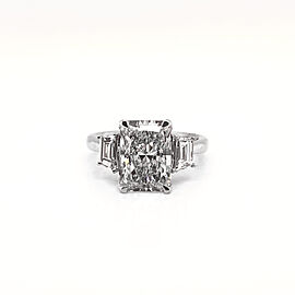 4 Carat Radiant Cut Lab Grown Diamond Engagement Ring. Three-Stones. IGI Certified