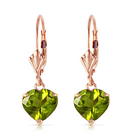 3.25 CTW 14K Solid Rose Gold Leverback Earrings Natural Peridot