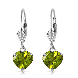 3.25 CTW 14K Solid White Gold Leverback Earrings Natural Peridot