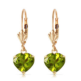 3.25 CTW 14K Solid Gold Leverback Earrings Natural Peridot