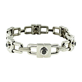 14K White Gold Black Diamond Chain Link Unisex Bracelet