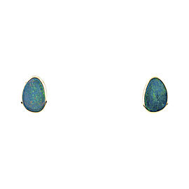 14K Yellow Gold with Opal Cabochon Earrings