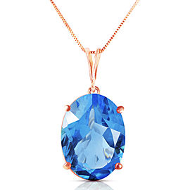 14K Solid Rose Gold Necklace with Oval Blue Topaz