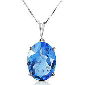 8 CTW 14K Solid White Gold Necklace Oval Blue Topaz