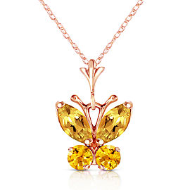 0.6 CTW 14K Solid Rose Gold Butterfly Necklace Citrine