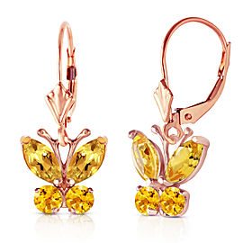 1.24 CTW 14K Solid Rose Gold Butterfly Earrings Citrine