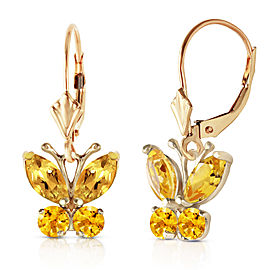 1.24 CTW 14K Solid Gold Butterfly Earrings Citrine