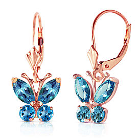 1.24 CTW 14K Solid Rose Gold Butterfly Earrings Blue Topaz