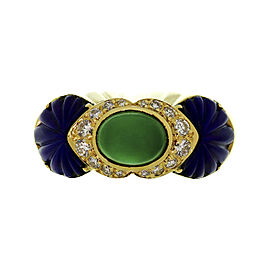 Cartier 18k Yellow Gold Rhodochrosite, Lapis Lazuli, Diamond, Lapis Ring Size 6.75